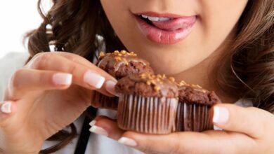 A girl eating Christmas Desserts